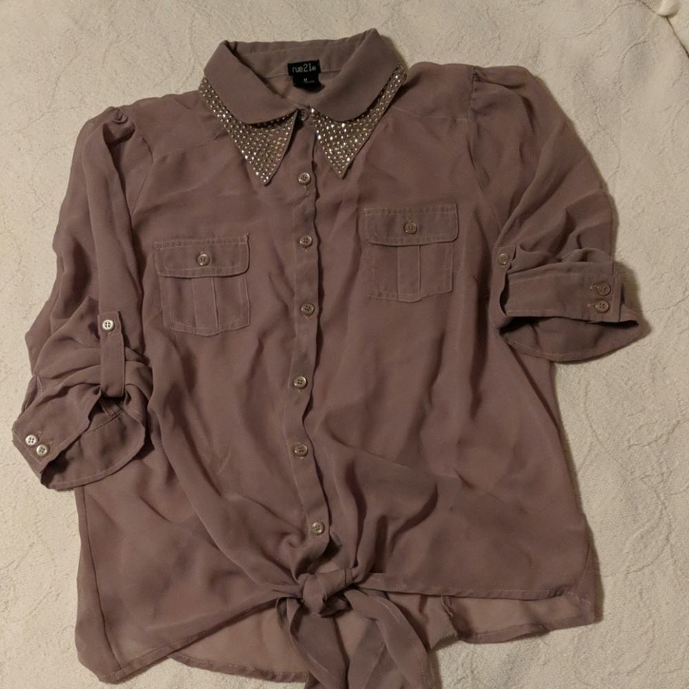 Jewled button up blouse.